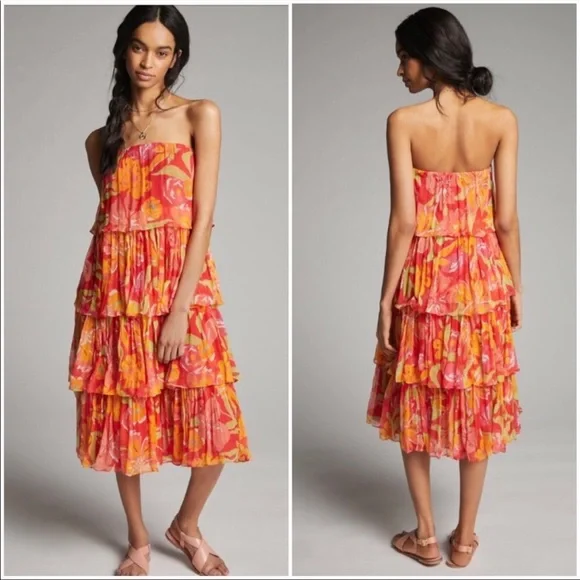 ANTHROPOLOGIE RAVENNA TIERED MIDI DRESS - Picture 5 of 5